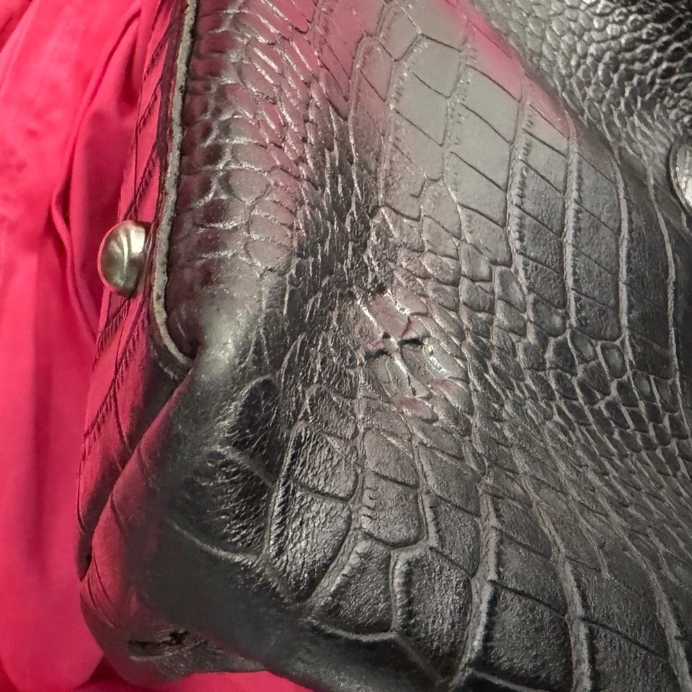 Patricia Nash Black Croc-Embossed Leather Tote - Picture 11 of 14